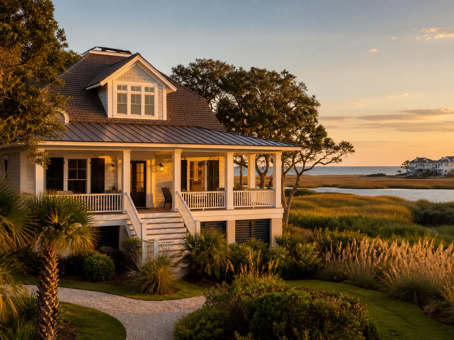 Coastal Grand Strand home at sunset